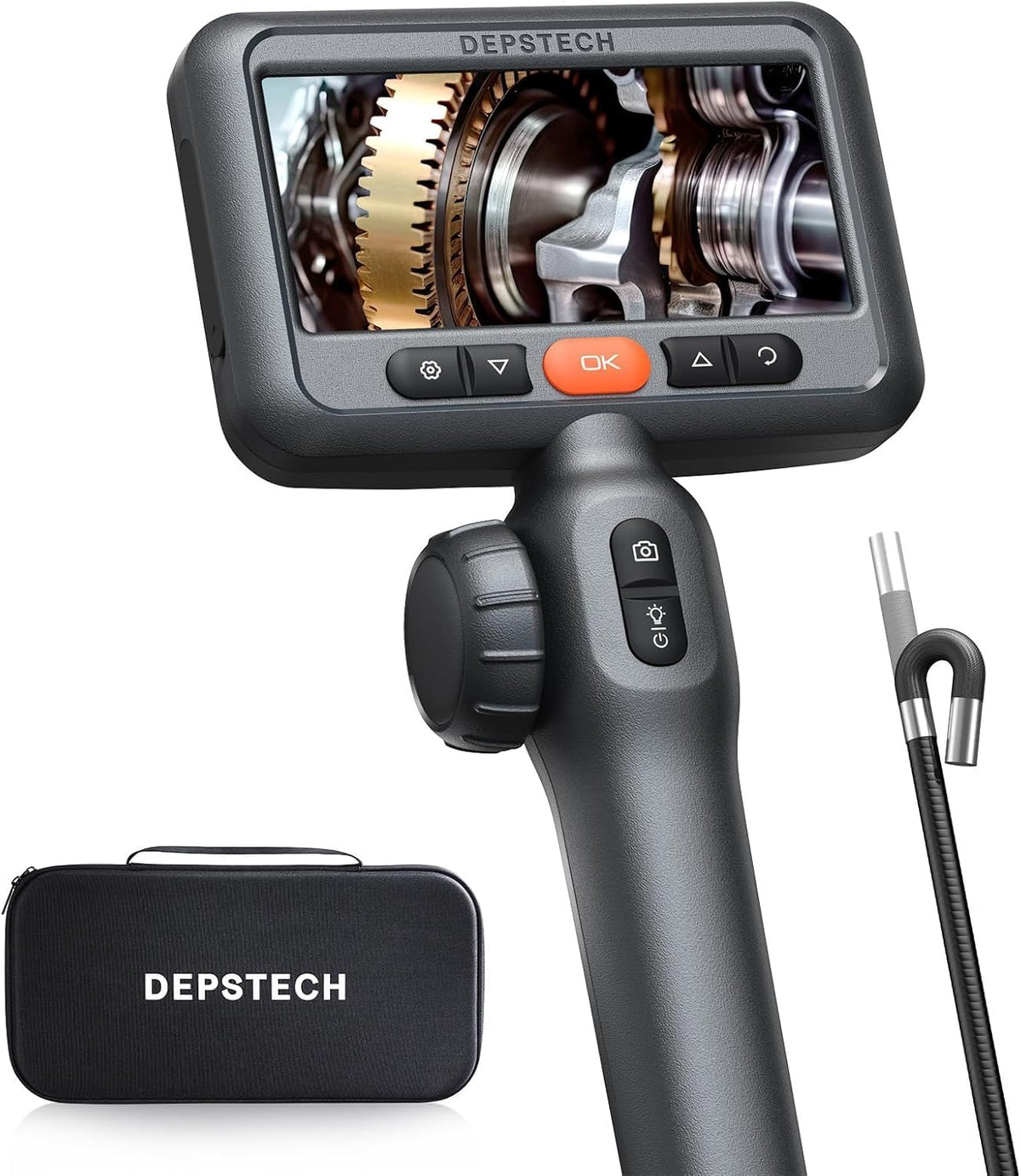 DEPSTECH Endoscoopcamera met licht, 210 graden draaibare inspectiecamera, 1,5 m, waterdichte slangencamera