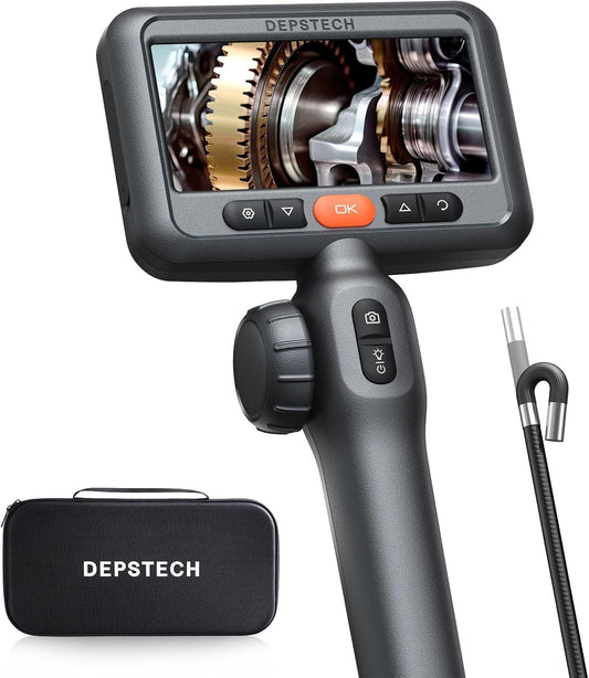 DEPSTECH Endoscoopcamera met licht, 210 graden draaibare inspectiecamera, 1,5 m, waterdichte slangencamera