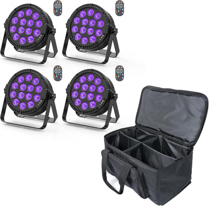 4 stuks led per schijnwerper podiumlicht met tas, 84 W RGBW DMX disco feestlicht met afstandsbediening automatische master-slave geluidsmodi voor DJ bar bruiloft Halloween Kerstmis