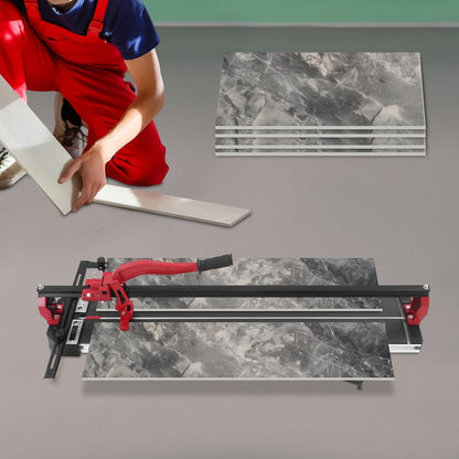 OUKANING Handmatige tegelsnijder met antislip voor nauwkeurige sneden tot 15 mm dikte, kogelgelagerde glijkop voor snel groeven en rechte sneden, voor keramiek, porselein (rood, 100 cm) - QUORE