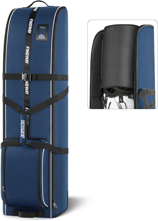 Findway Golf Reistas met Wielen, 900D Zwaar Oxford Slijtvast/Waterproof Gevoerd, Premium, Extra Verwijderbaar Pad voor Club Protectie Luchtvaart