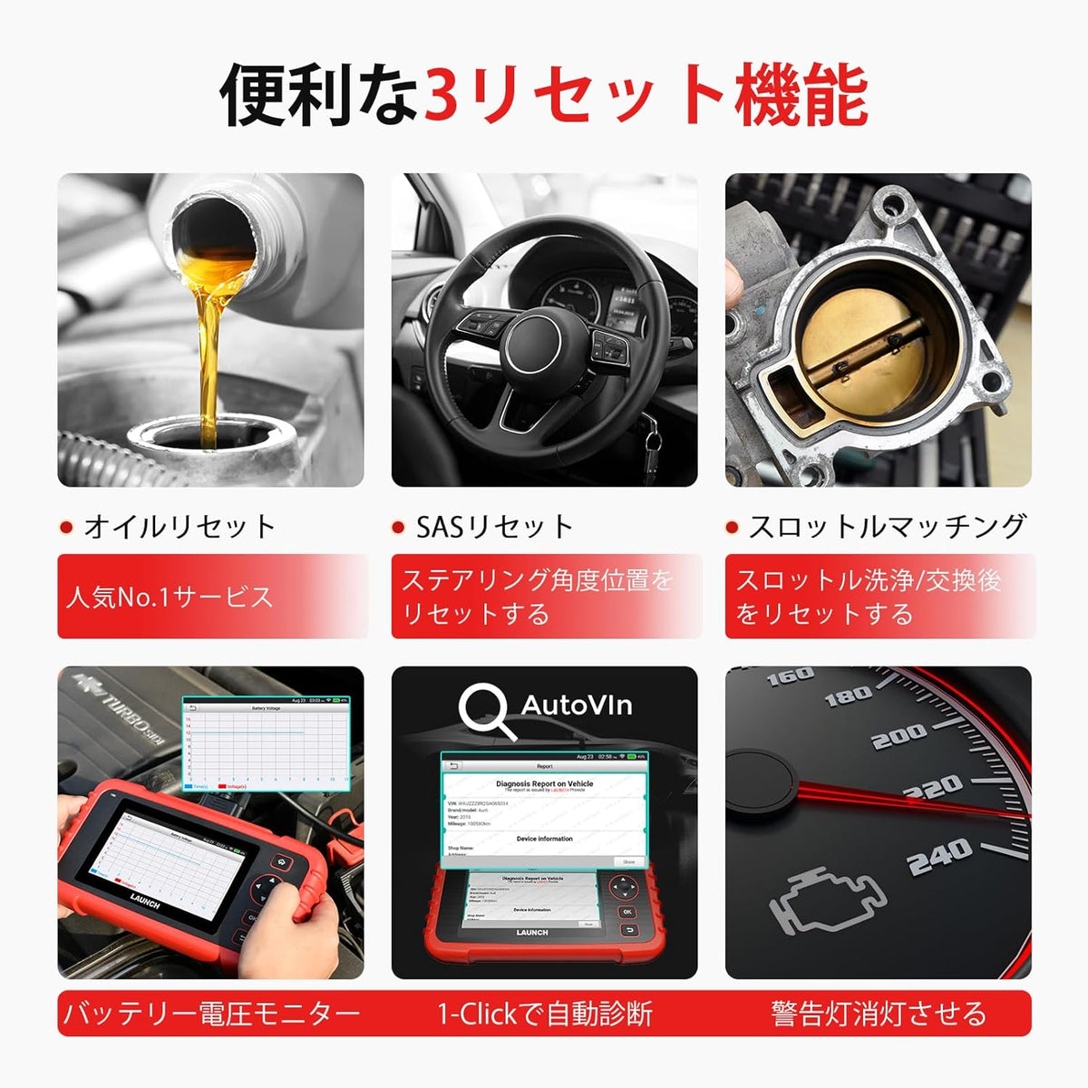 LAUNCH CRP123X Plus OBD2 Auto-diagnose, diagnosescanner met alle systeemdiagnoses, olie-/SAS-/versnellingsset, AutoVIN, batterijniveaumonitor, gratis updates