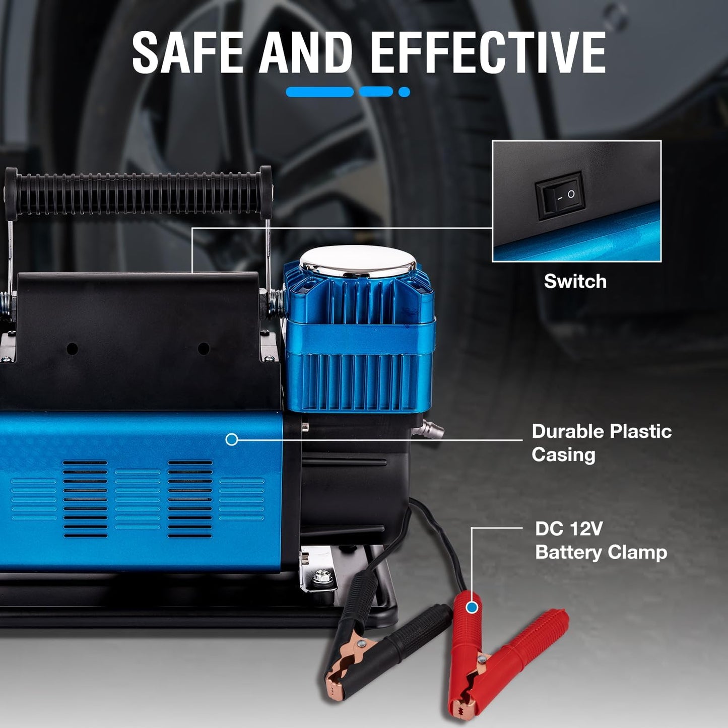 KATSU Tools Professionele auto-luchtcompressor, 2 cilinders, 150 psi, 12 V, 90 ampère, groot volume, draagbare luchtcompressor, bandenpomp voor 4WD auto, bestelwagen, trucks, fiets
