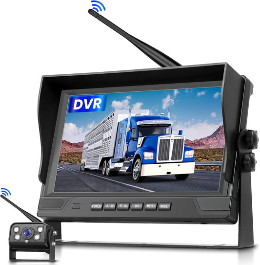 Digitale achteruitrijcamera, draadloos, 9 inch IPS-monitor, achteruitrijcamera met detectie van blinde punten, nachtzicht, waterdicht, opname voor vrachtwagen, camper, bestelwagen Hodozzy
