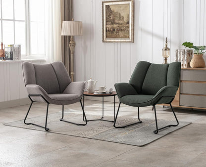 chairus Linen Armchair for Living Room Upholstered Bath Chair Single Occasional Accent Chair with Metal Legs (Green) - QUORE