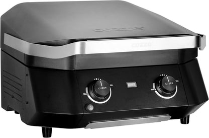 Geavanceerde elektrische grill met twee zones, 2100 W, indirect koken, digitale thermometer, roestvrij staal, zwart