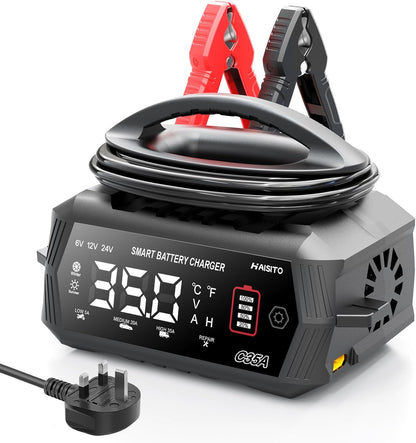 Acculader 6V/12V/24V – Oplader voor Autoaccu – Batterijlader – Accu Oplader – Auto Accu Lader – Intelligent 9-Traps Laadproces – Reparatiefunctie voor Verzwakte Batterijen