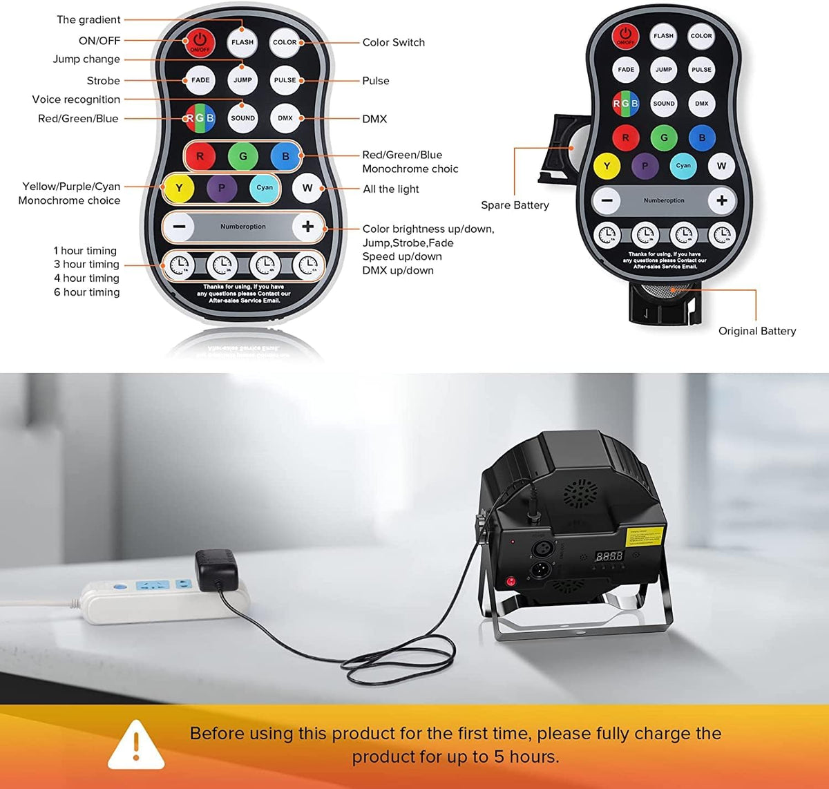 U`King 4 stuks RGB podiumverlichting accu met par bag, oplaadbare 36 LED spots par licht met afstandsbediening en timing, accu spots outdoor voor bruiloft DJ disco evenementen indoor dansfeest kerk