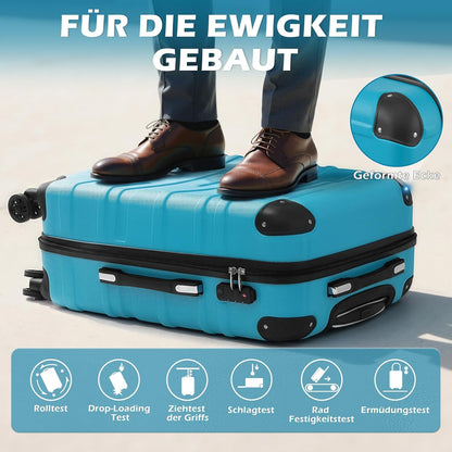 COOLIFE 3-delige kofferset Bagagesets Carry On Hand Cabine Bagage Medium Koffer Grote Inchecken Uitbreidbare Koffer met harde schaal reiskofferset met TSA-slot ABS kofferset(Grijs, 56+67+77cm)