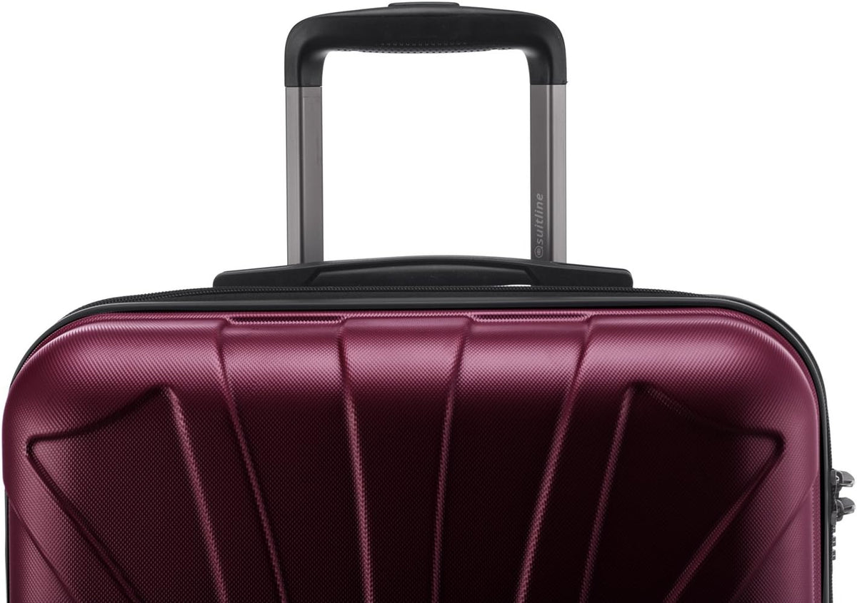 Suitline Kofferset 3 delig ABS harde schaal handbagage 55 cm middel 66 cm groot 76 cm uitbreidbaar met TSA slot 4 dubbele wielen telescopische handgreep, Bourgondië