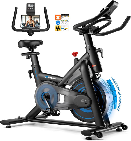 Wenoker Exercise Bike with App Silent Exercise Bike Exercise Bike Magnetic Resistance Spinning Bike Indoor Fitness Bike for Home Cardio Training Up to 160 kg