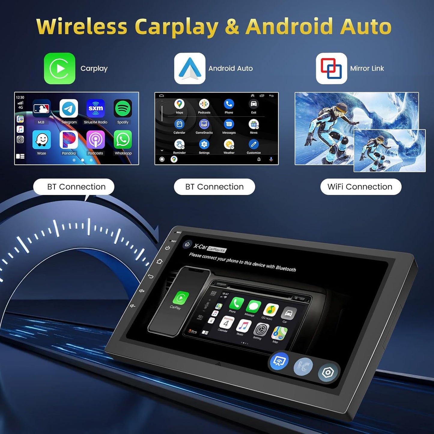 Android Autoradio – Multimedia Systeem – Navigatie Unit – Inbouwradio – Auto Entertainment – 9 Inch Touchscreen – Qualcomm 8-Core Processor – Draadloze CarPlay & Android Auto
