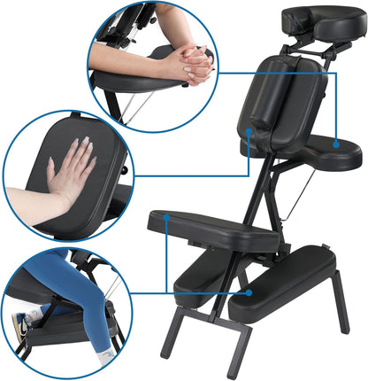 Master Massage Apollo Inklapbaar massagestoelpakket met draagtas, 46485EU zwart mobiele massagestoel, groot