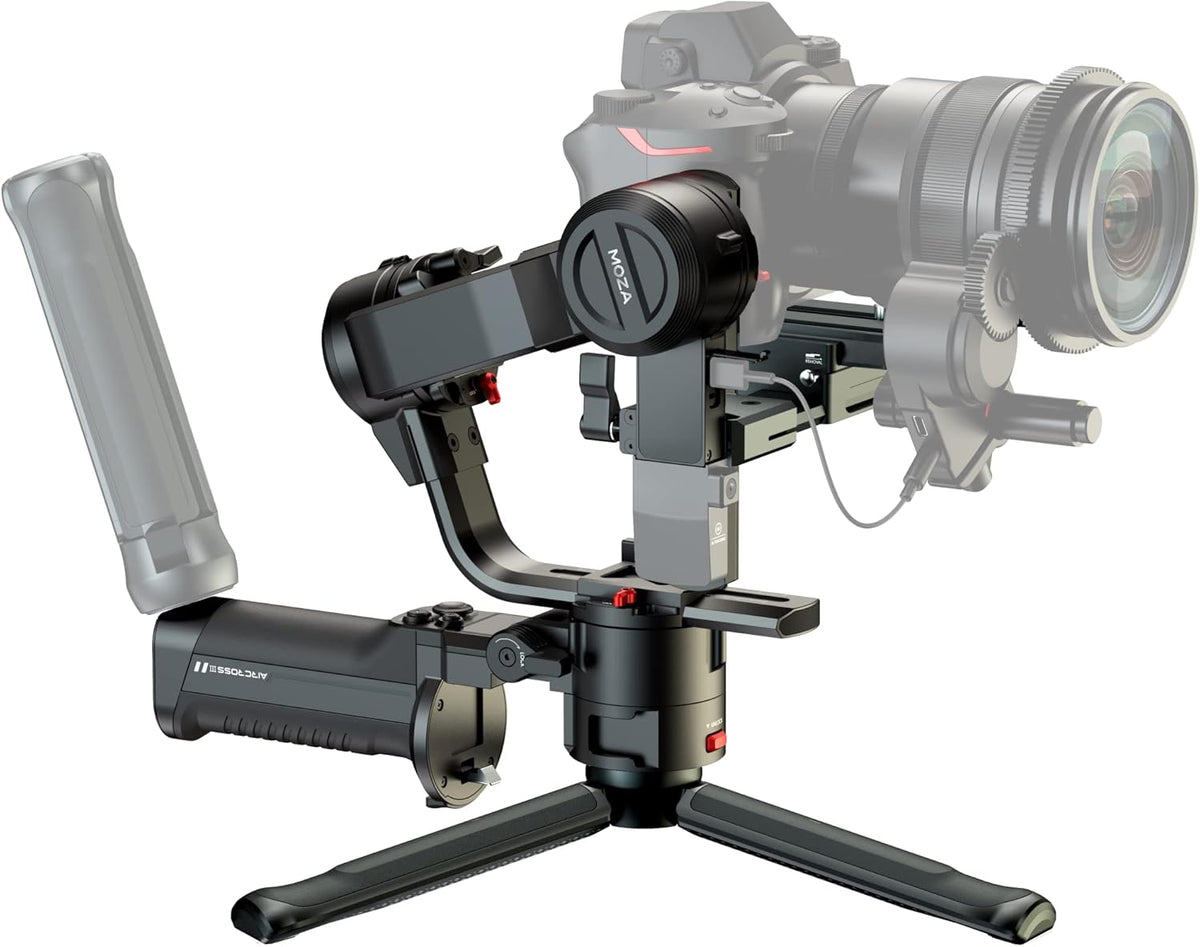 Moza Aircross 3 elektronische opvouwbare 3-assige gimbalstabilisator voor spiegelloze camera's (maximaal laadvermogen (3,2 kg/7 lbs) - zwart