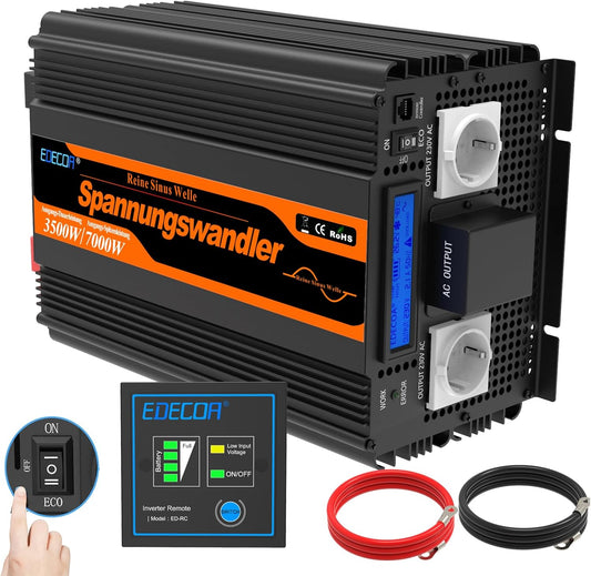 <font dir="auto" style="vertical-align: inherit;"><font dir="auto" style="vertical-align: inherit;">        EDECOA Pure Sine Wave Inverter 3500W 12V 230V 7000W Car Power Inverter 12V 230V LCD Voltage Converter Inverter Pure Sine Wave with Remote Control L