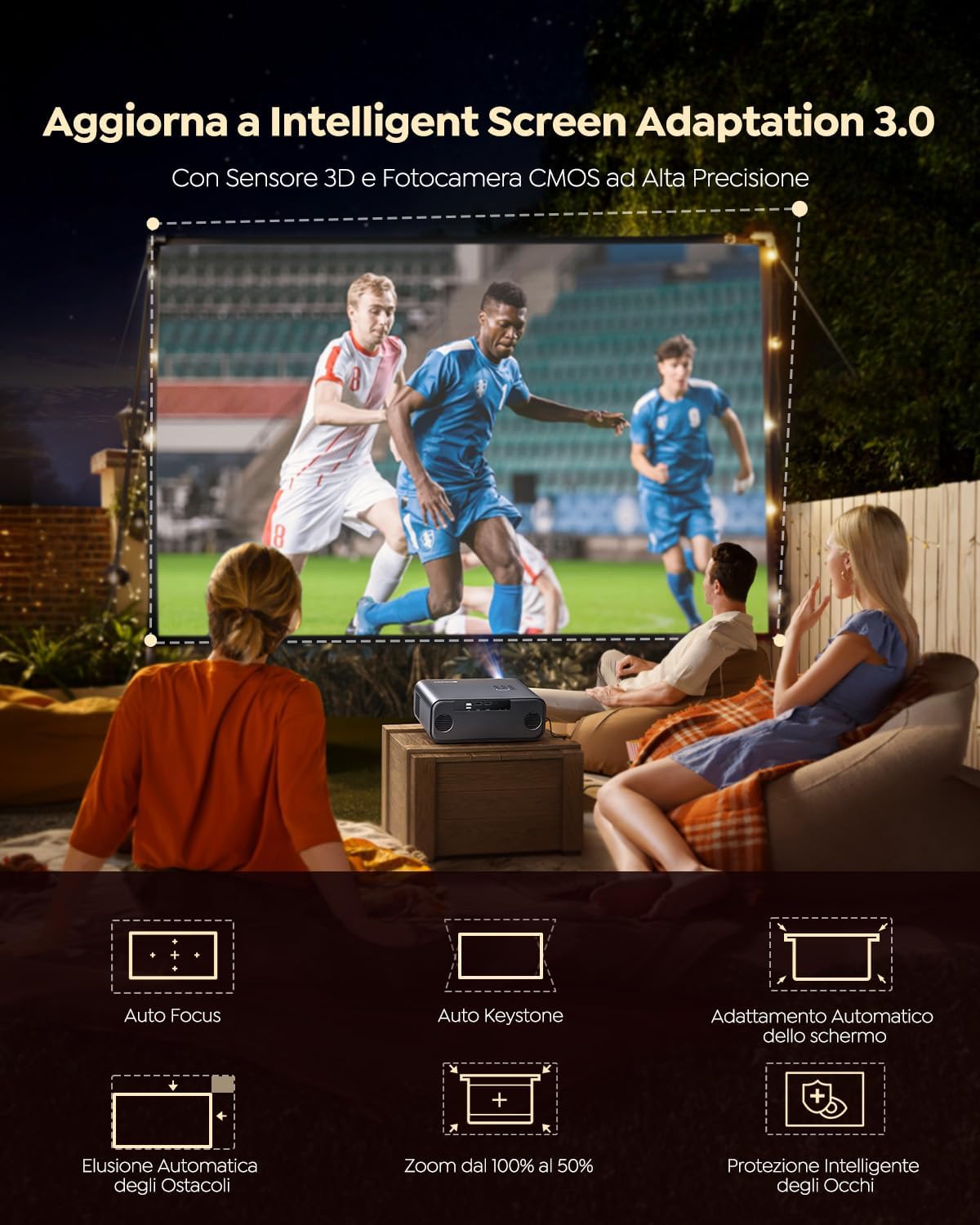 WiMiUS Beamer [Netflix Officieel/Dolby/Autofocus] Smart Projector 4K ondersteuning, WiFi Bluetooth videoprojector Full HD 1080P native draagbaar met Auto Keystone / Zoom 50% / HDMI ARC / CEC voor