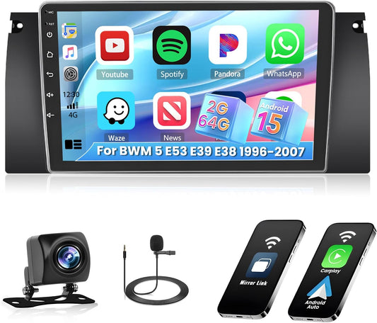 Android Autoradio BMW – Autoradio Multimedia Systeem – Carplay Radio – Touchscreen Navigatie – 9 Inch Scherm – Draadloze CarPlay & GPS Navigatie - QUORE