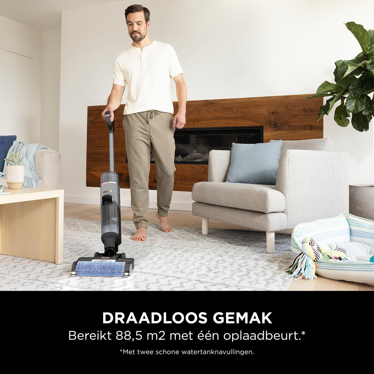Shark HydroVac Draadloze Vloerreiniger met Antimicrobiële Borstelrol & Geur-Neutraliserende Multi-Oppervlakte Oplossing, Zelfreinigend, Zuigt & Dweilt Natte & Droge Vlekken, Grijs WD210EU