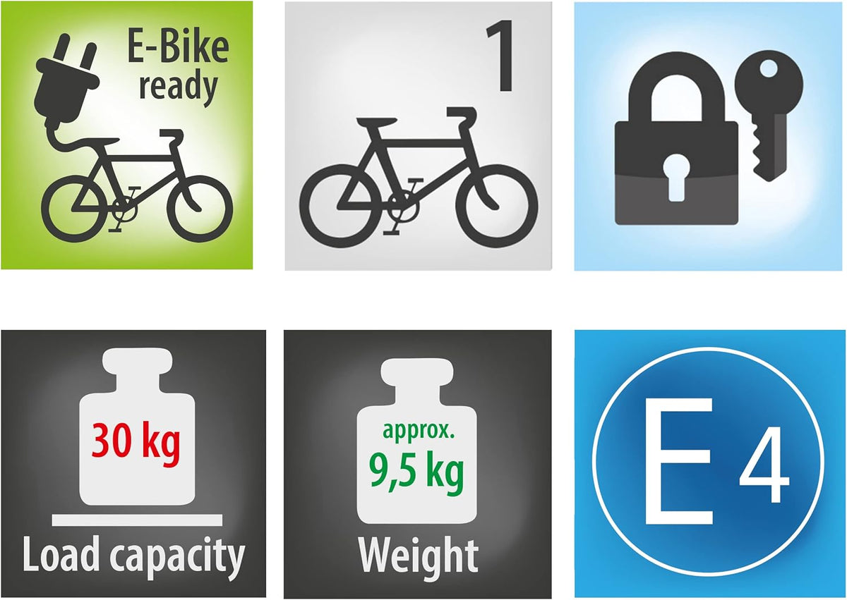 EUFAB 11559 fietsendrager AMBER 1, geschikt voor e-bike, gedeeltelijk voorgemonteerd, voor 1 fiets, voor trekhaak,voor 1 fiets,Zwart
