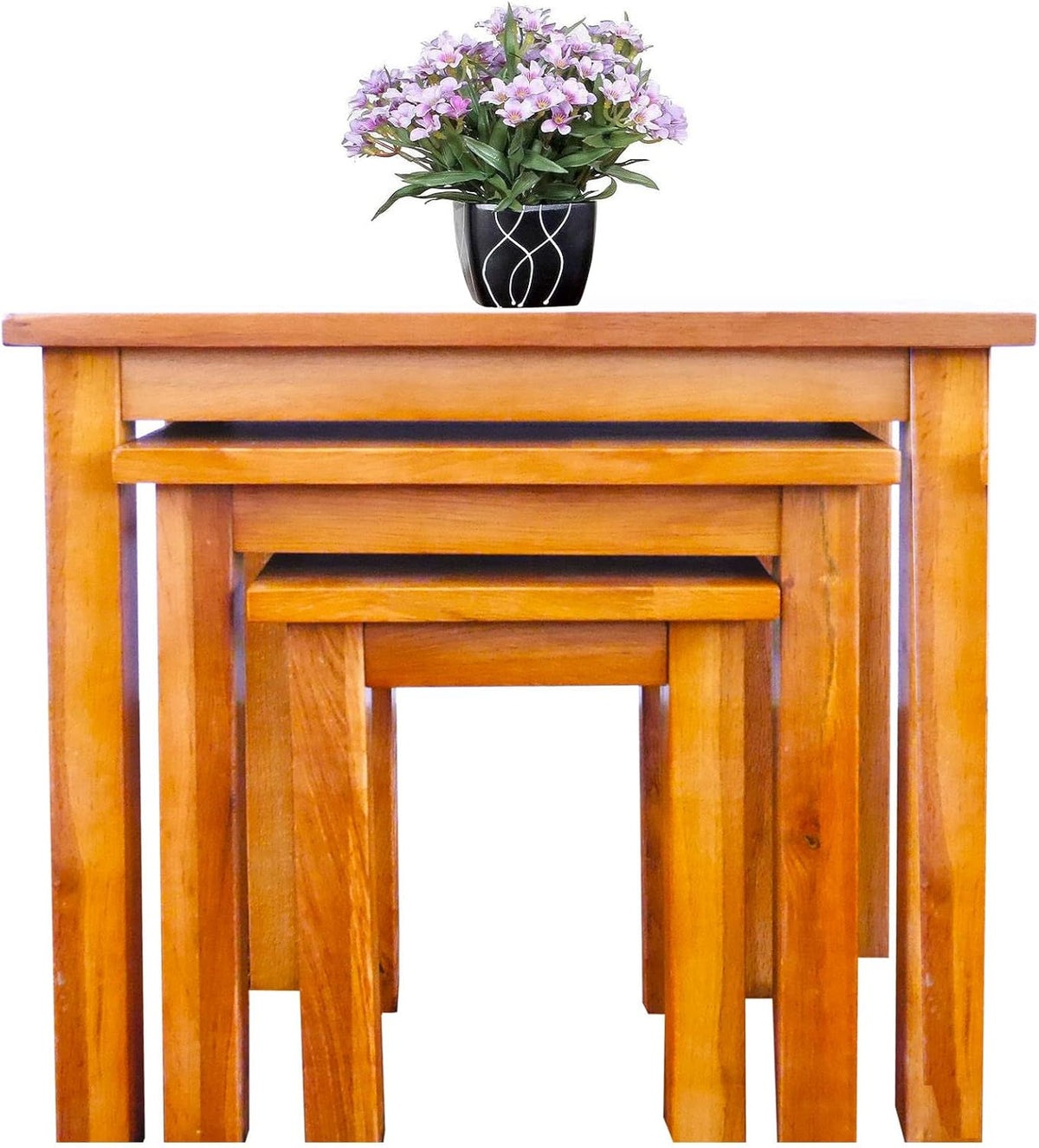 Nest of Tables OAK Solid Nesting 3 Tables Coffee Table Small Wooden Side/End/Lamp/Nesting Tables for Living Room