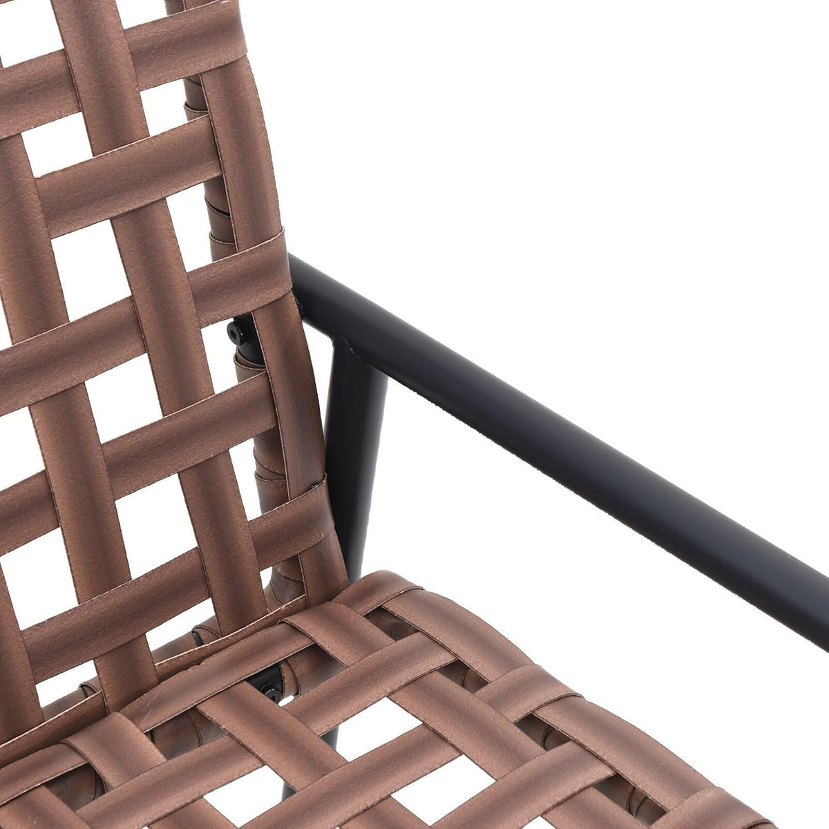 Garden Chair Set of 2 Synthetic Rattan, Brown with Metal Frame, Outdoor Chairs Set, Modern Braided Design, Resistant to - QUORE
