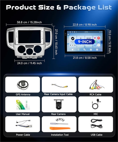 Autoradio Nissan NV200 – Multimedia Systeem – GPS Navigator – 9 Inch Touchscreen – Draadloos CarPlay – Android Auto – Bluetooth 5.0 – AHD Achteruitrijcamera Met Nachtzicht