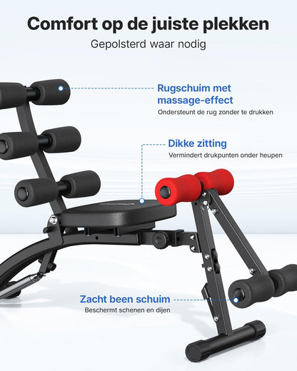 MERACH Buikspiertrainer, Verstelbare Sit-Up Bank, Abdominale Trainingsmachine voor Thuisgym voor Buik/Benen/Heupen, Max 136KG, voor Sit-Ups/Fietsen/Draaien/Benheffen etc.