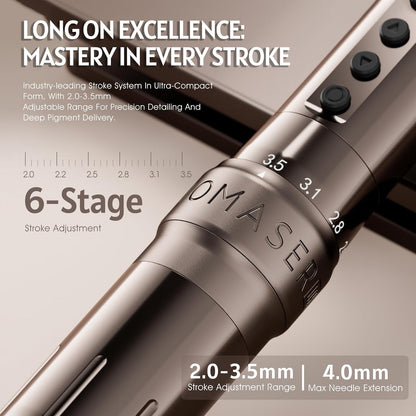 Biomaser U1 Pro Draadloze semi-permanente make-upmachine, zes slagen, instelbare draadloze pen met 2 1000 mAh batterijen, OLED-display voor semi-permanente make-up