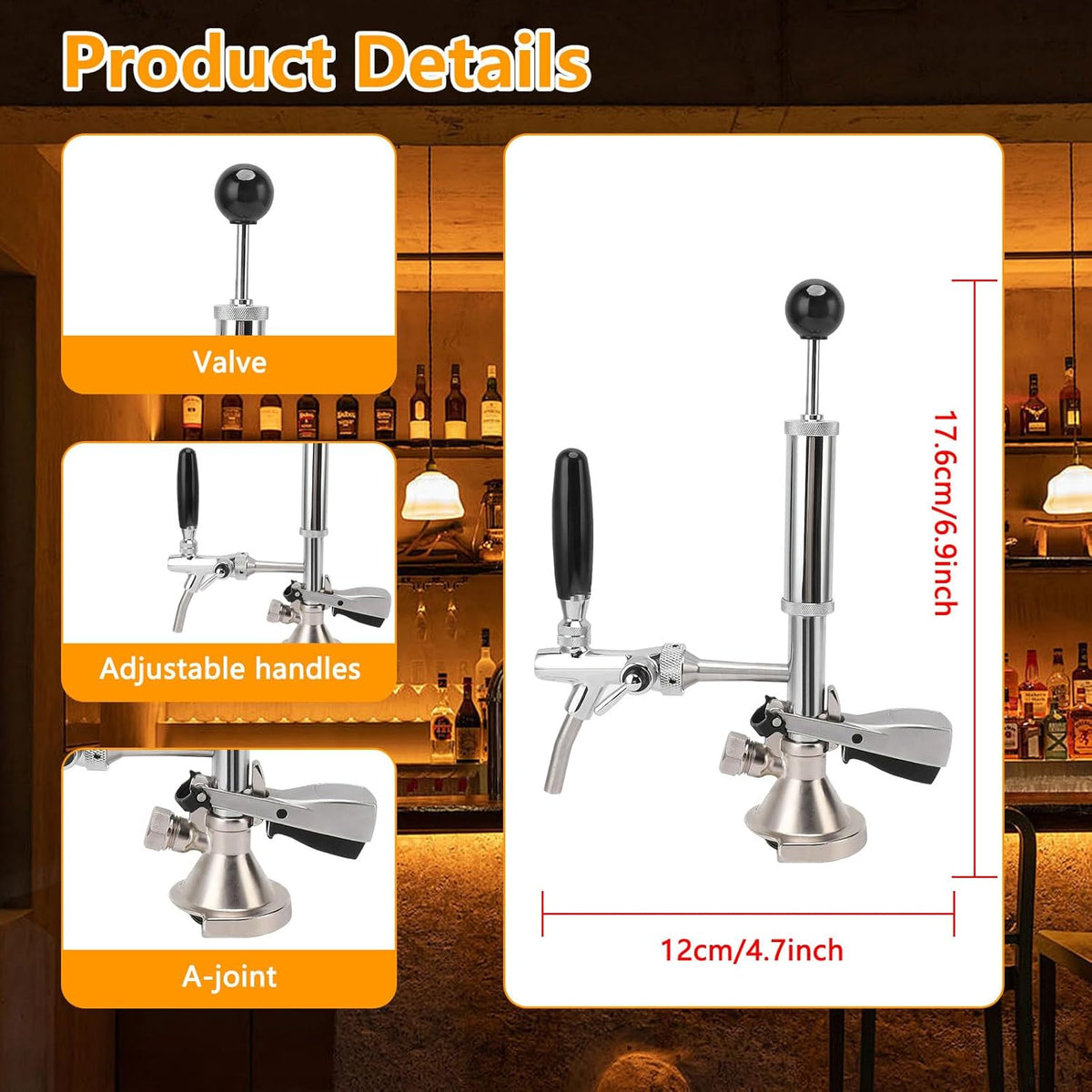 4 inch biervat partypomp, roestvrij staal biervat tapkraan met luchtpomp en verdeler, vat bier kegerator pomp voor picknicks, feestjes of camping