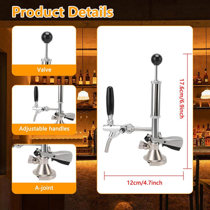 4 inch biervat partypomp, roestvrij staal biervat tapkraan met luchtpomp en verdeler, vat bier kegerator pomp voor picknicks, feestjes of camping