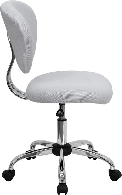 Bureaustoel – Bureaustoel Met Wieltjes – Bureaustoel Draaibaar – Thuiswerkstoel – Office Chair Wit – Mid-rugleuning Van Ademend Mesh – Verstelbare Zithoogte Pneumatisch