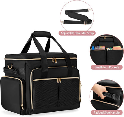 Rolling Teacher Bag with Wheels, Docententas met Afneembare Trolley, Docententas op wielen past voor 15. 6” Laptop en Docentenbenodigdheden, Zwart (Patent Design)