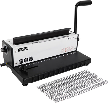 RAYSON TD-1200 Metaaldraad bindmachine – 3:1 ponsafstand, 34 gaten, perforeert 12 A4-bladzijden, bindt tot 120 pagina’s