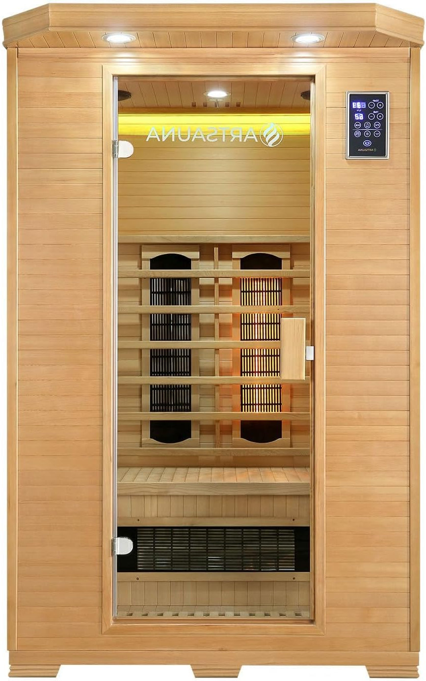 Artsauna Oslo Infrared Cabin with Triplex Heating System for 2 People Hemlock Wood 120 x 100 cm Infrared Sauna Infrared Heat Cabin Sauna - QUORE