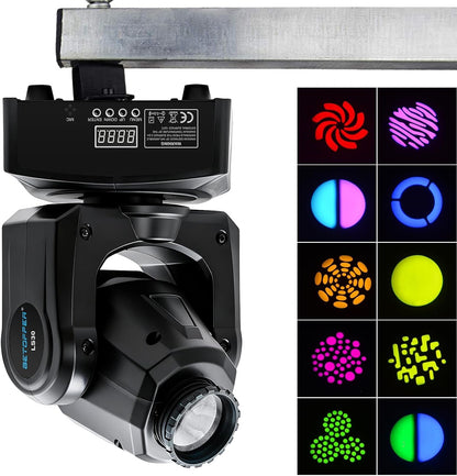 BETOPPER Moving Head Led Partylicht 35 W podiumlicht met 7 gobo's en 7 kleuren discolicht beam DMX 9/11Ch voor DJ Bar Club podium, Halloween Kerstmis Party (2 stuks)