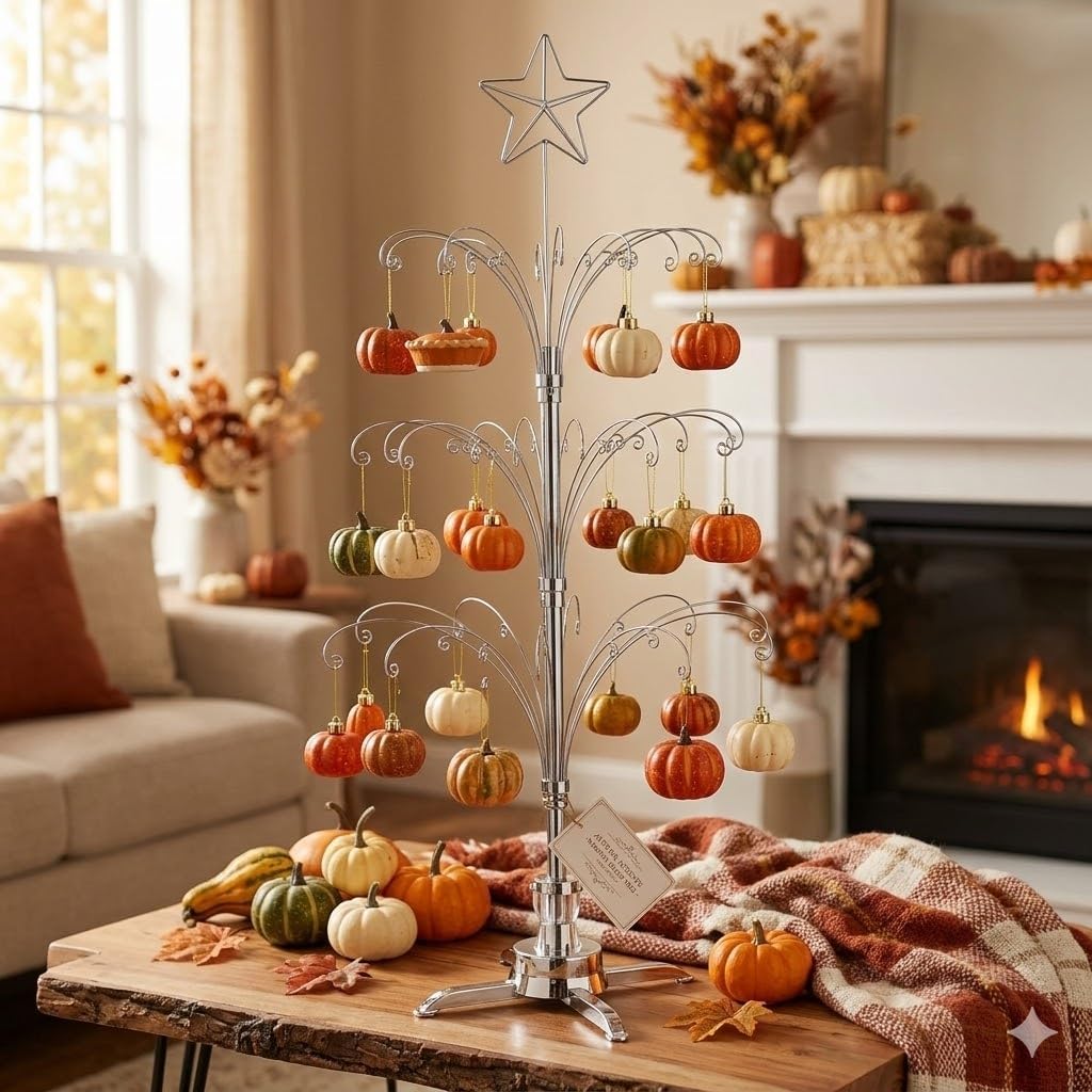 Draaibare Ornamentstandaard 47 Inch – Ornamentenboom – Displayboom – Kerstornamentenhouder – Decoratiestandaard – 60 Haken – Verstelbare Taklagen