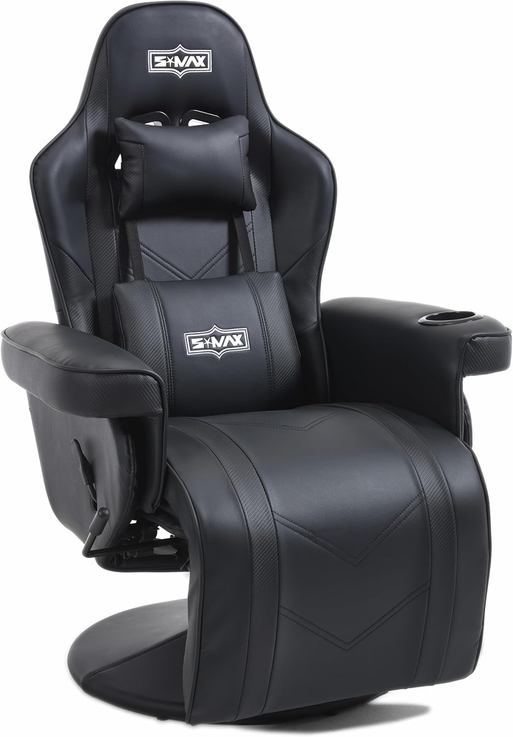 S*MAX Gamingstoel met voetensteun, in hoogte verstelbaar, gamingstoel, hoge rugleuning, verstelbare rugleuning, bekerhouder, zijzak, gamerstoelen voor volwassenen, zwart, X large