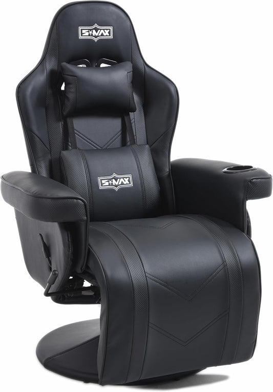 S*MAX Gamingstoel met voetensteun, in hoogte verstelbaar, gamingstoel, hoge rugleuning, verstelbare rugleuning, bekerhouder, zijzak, gamerstoelen voor volwassenen, zwart, X large