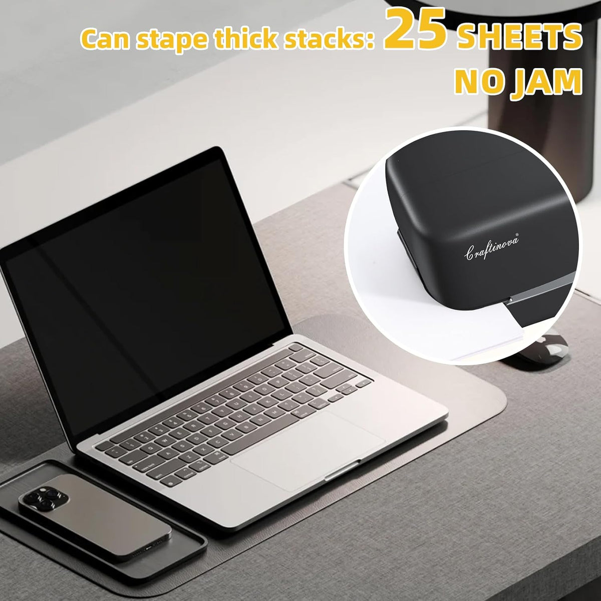 Electric Stapler, 25 Sheet, Include 2000 Staples and 1 Remover, Jam Free, Professional and Home Office Stapler,Battery not Included,AC or Battery Powered. - QUORE