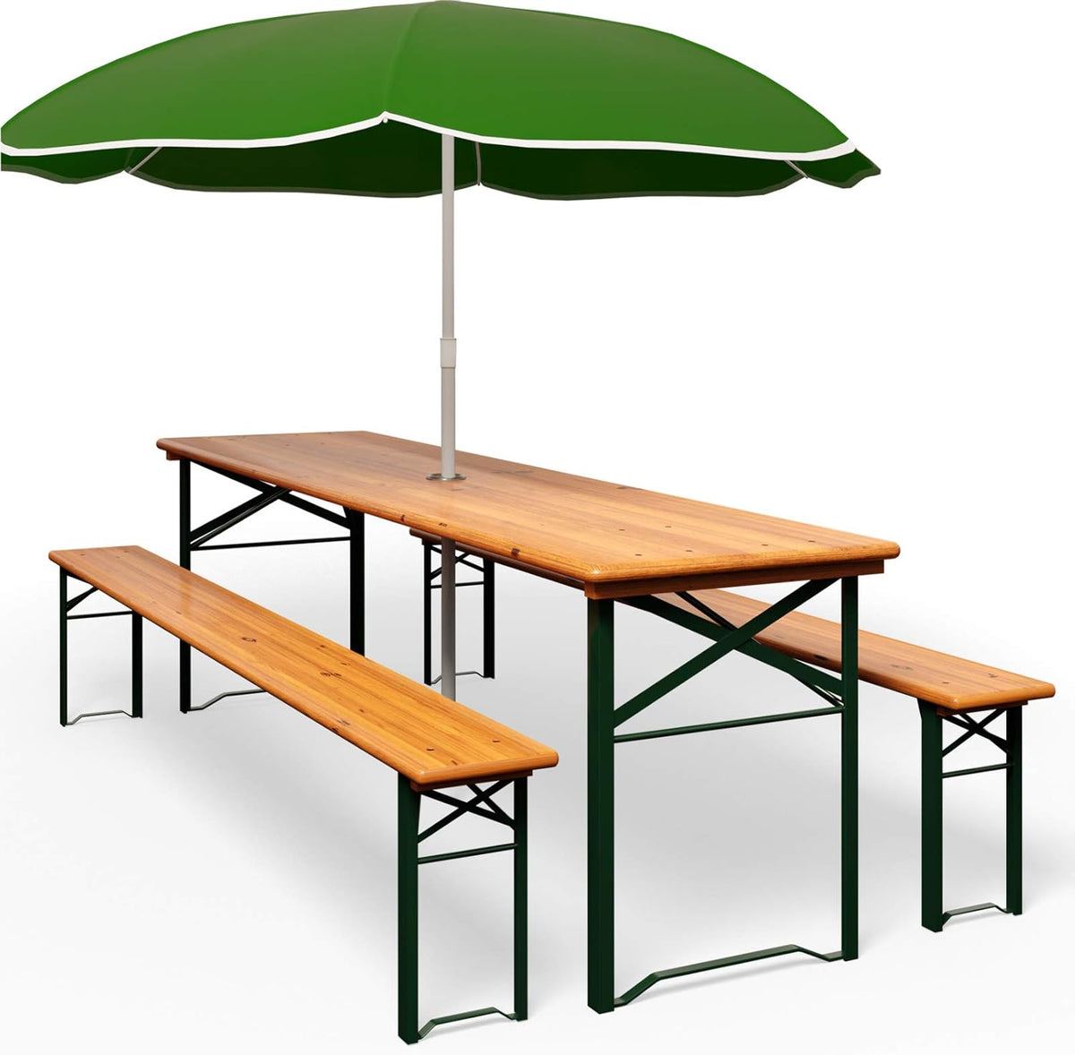 Casaria Garden Set Foldable Garden Furniture 170x46x75cm 2X Beer Banks 1x Beer Table Seat Set Picnic Set Garden Terrace Wood - QUORE