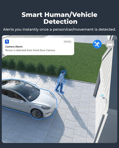 Beveiligingscamera - WiFi-beveiligingscamera - Camerabewaking - Draadloos - voor Buiten - 2.4-5GHz WiFi - CCTV - IP-camera - met Persoon - Voertuigdetectie - IP66 - Nachtvisie - met Bewegingsdetectie - Micro-SD Kaartsleuf - Timelapse - Zwart