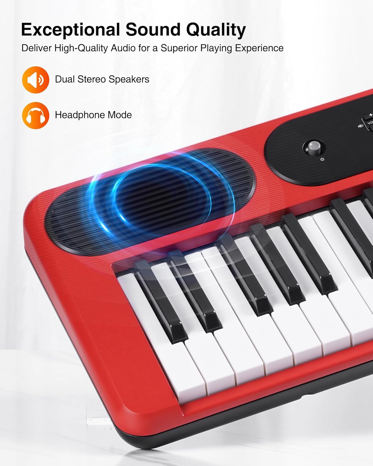 Keyboard piano – Elektronisch Keyboard – Piano Keyboard – Digitale Piano – Muziekkeyboard – Rood – 61 Verlichte Toetsen – Dubbele 3W-Luidsprekers