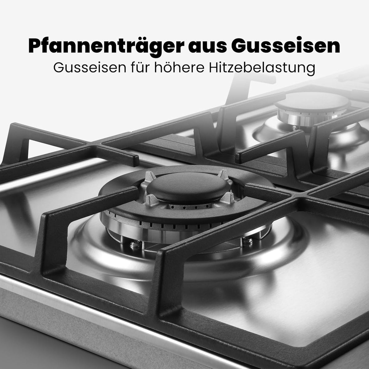 Gaskookplaat – Gasfornuis – Inbouwkookplaat – Gasplaat – Zelfvoorzienend – 87 cm Roestvrij Staal – 5 Vlammen Met Wokbrander 10400 Watt
