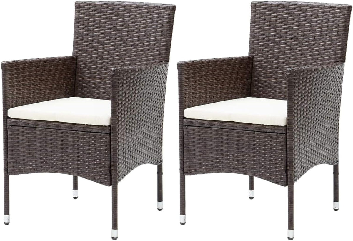 Festnight Set of 2 garden chairs, dining chairs, garden chair, chair, garden chair, garden chair, garden chair, garden furniture, chairs set, rattan chair, balcony chair, rattan chair, poly rattan, brown - QUORE