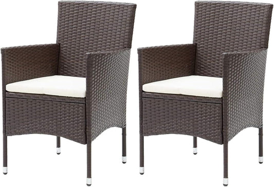 Festnight Set of 2 garden chairs, dining chairs, garden chair, chair, garden chair, garden chair, garden chair, garden furniture, chairs set, rattan chair, balcony chair, rattan chair, poly rattan, brown - QUORE