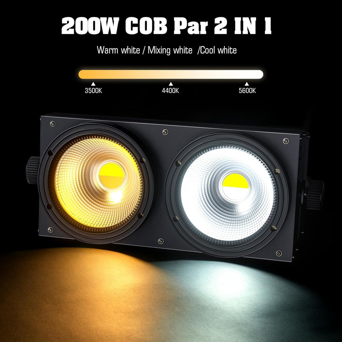 8pcs COB Par, 200W Stage Light Cold/Warm White, 2-in-1 Light Effects Lights with DMX8CH Stage Lighting for Disco, Wedding, Bar Party, Public Lighting