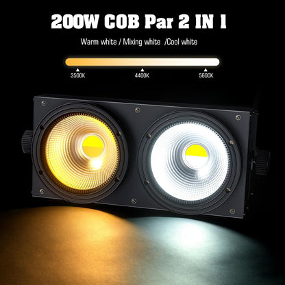 8pcs COB Par, 200W Stage Light Cold/Warm White, 2-in-1 Light Effects Lights with DMX8CH Stage Lighting for Disco, Wedding, Bar Party, Public Lighting