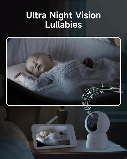 ARENTI Babyfoon met 2 Camera en App met 5 inch Scherm, 1080P PTZ Videobabyfoon met Camera, One-Touch-Oproep, Temperatuursensor, Slaapliedje, Nachtzicht, 2-Weg Audio, VoX-Modus, Automatisch