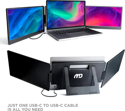 Revolutioneer uw werk met twee laptopscherm - Plug and Play 14 inch FHD 1080P IPS (macOS/Windows/Linux) - Drievoudig laptopscherm voor maximale productiviteit