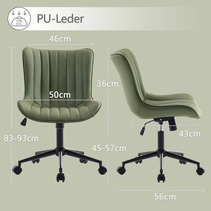 YOUTASTE Bureaustoel, ergonomisch, in hoogte verstelbaar, stoel met PU-leer en wielen, draaistoel, kantelfunctie, computerstoel, 136 kg belastbaar, olijfgroen